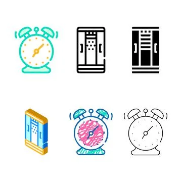 Alarm clock color icon vector series sign Stock Illustration