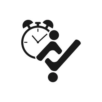 Alarm Clock Commitment Teamwork Together Black Logo 스톡 일러스트