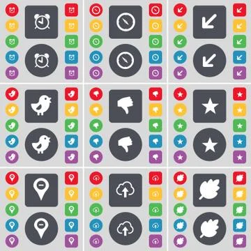 Alarm clock, Compass, Deploying screen, Bird, Dislike, Star, Checkpoint, Cloud, 스톡 일러스트