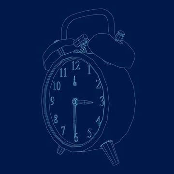 Alarm Clock contour. Wake Up Time Vector Design on blue Background. Vector Stock Illustration