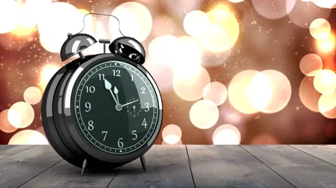 Alarm clock counting down to midnight for new year Stock Footage 44695816