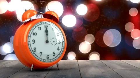 Alarm clock counting down to midnight for new year Stock Footage 44695946