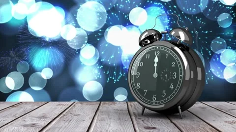 Alarm clock counting down to midnight for new year Stock Footage 220942640