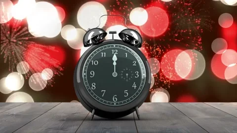 Alarm clock counting down to midnight for new year Stock Footage 220942646