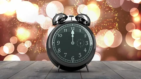 Alarm clock counting down to midnight for new year Stock Footage 220942657