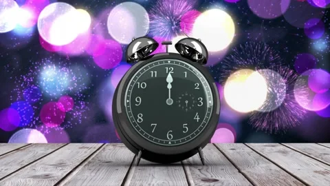 Alarm clock counting down to midnight for new year Stock Footage 220942659