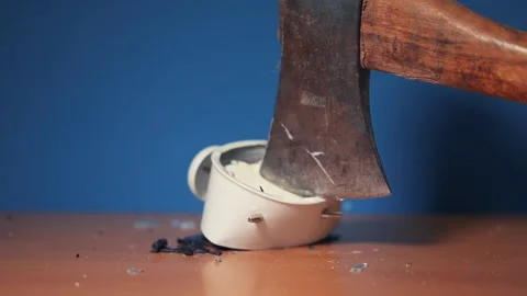 Alarm Clock Destroyed with an Axe Stock Footage 153052958