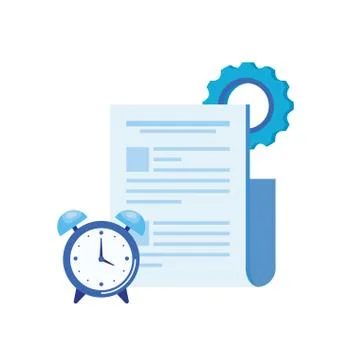 Alarm clock with document file Stock Illustration