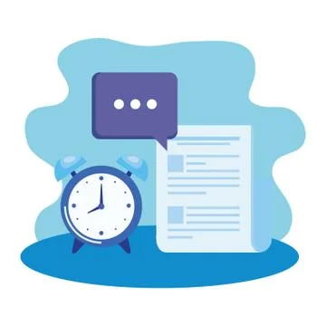 Alarm clock with document file Stock Illustration