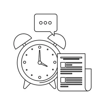 Alarm clock with document file Stock Illustration
