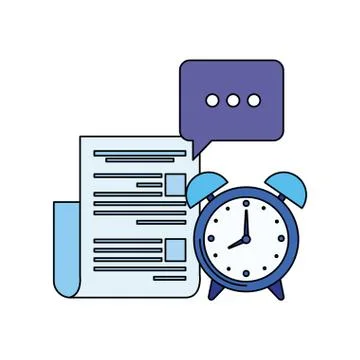 Alarm clock with document file Stock Illustration
