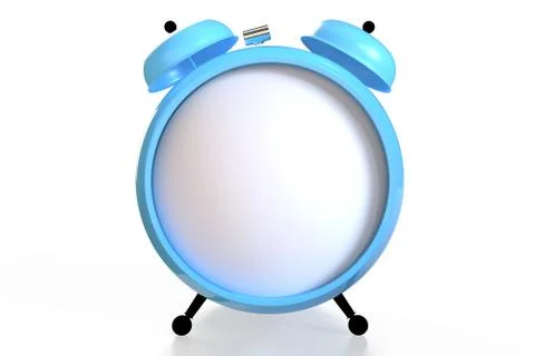 Alarm clock with an empty clock face on white background. 3D rendering 스톡 일러스트