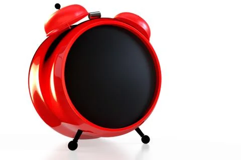Alarm clock with an empty clock face on white background. 3D rendering 스톡 일러스트