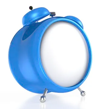 Alarm clock with an empty clock face on white background. 3D rendering Stockillustratie