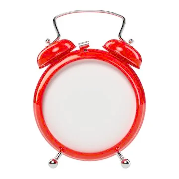 Alarm clock with an empty clock face on white background. 3D rendering Stock Illustration