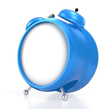 Alarm clock with an empty clock face on white background. 3D rendering 스톡 사진