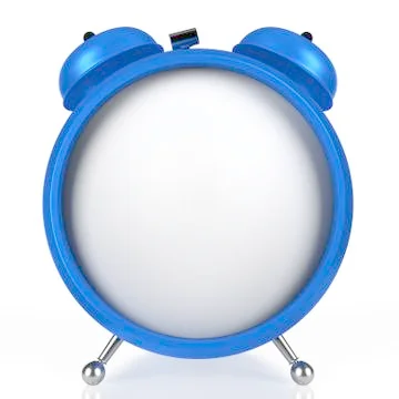 Alarm clock with an empty clock face on white background. 3D rendering 스톡 사진