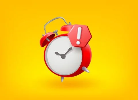 Alarm clock with exclamation point. Vector 3d illustration Stock Illustration
