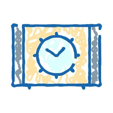 Alarm clock with face doodle line art イラスト素材