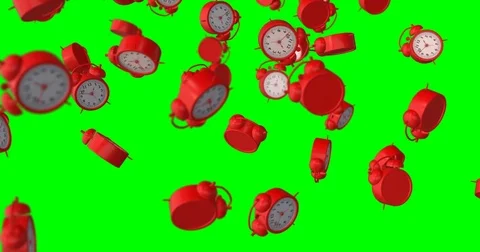 Alarm clock falling green screen Stock Footage 82564883