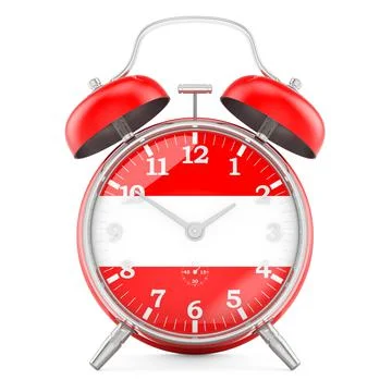 Alarm clock with flag of Austria, 3D rendering Stock Illustration