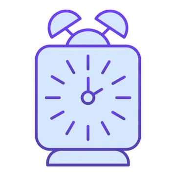 Alarm clock flat icon. Classic table wake-up square watch. School vector design Stock Illustration