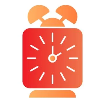 Alarm clock flat icon. Classic table wake-up square watch. School vector design Stock Illustration