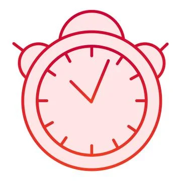 Alarm clock flat icon. Table watch red icons in trendy flat style. Morning timer Stock Illustration