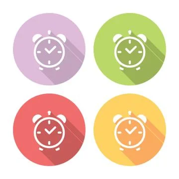 Alarm Clock Flat Icons Set Stock Illustration