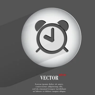 Alarm clock. Flat modern web button with long shadow and space for your text Stock Illustration