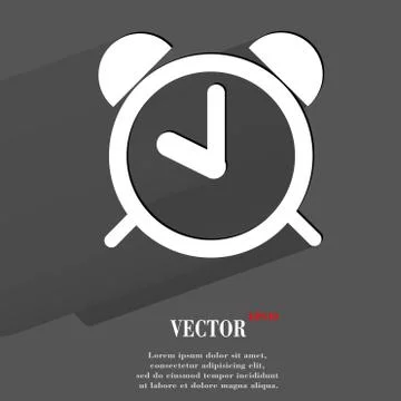 Alarm clock. Flat modern web button with long shadow and space for your text Stock Illustration