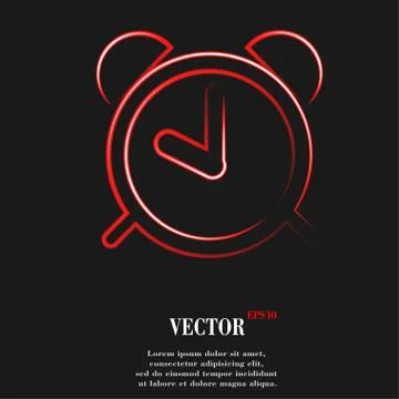 Alarm clock. Flat modern web button and space for your text Stock Illustration