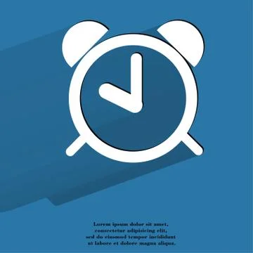 Alarm clock. Flat modern web button with long shadow and space for your text Stock Illustration