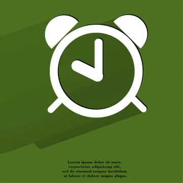 Alarm clock. Flat modern web button with long shadow and space for your text Illustrazione stock