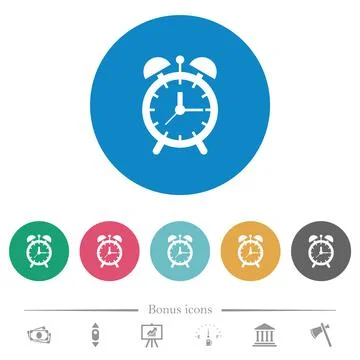 Alarm clock flat round icons Illustrazione stock