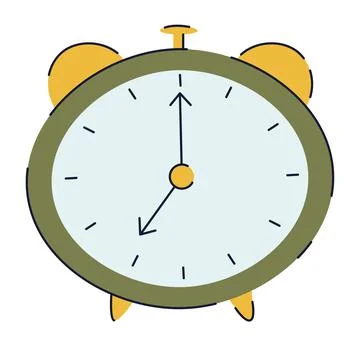 Alarm clock flat vector illustration with line イラスト素材