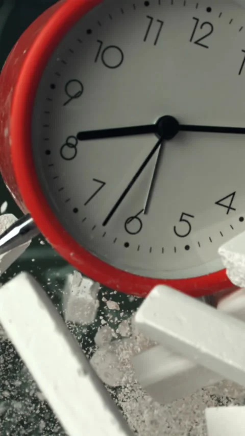 Alarm clock flies with school chalk against the background of the blackboard Stock Footage 335374477