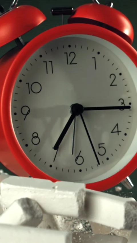 Alarm clock flies with school chalk against the background of the blackboard Stock Footage 335375509