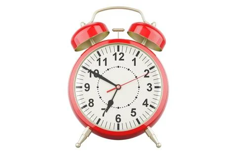 Alarm clock front view, 3D rendering Stock Illustration