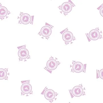 Alarm clock glyph vector seamless pattern Stock Illustration
