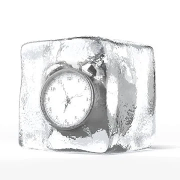 Alarm clock in ice Иллюстрация