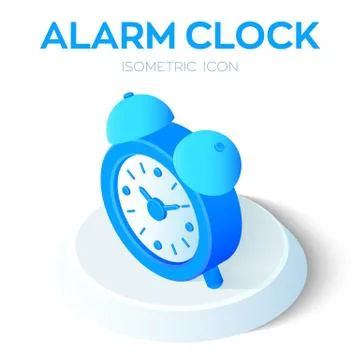 Alarm Clock Icon. 3D Isometric Alarm Clock sign. Time symbol. Created For Mob Stock Illustration