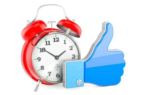 Alarm clock with like icon, 3D rendering Alarm clock with like icon, 3D re... 스톡 사진