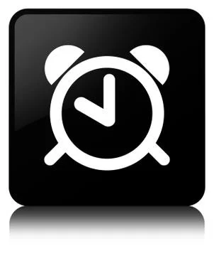 Alarm clock icon black square button Stock Illustration