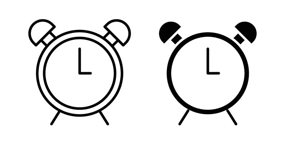 Alarm clock icon black vector isolated on white Illustrazione stock