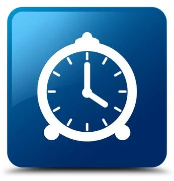 Alarm clock icon blue square button Stock Illustration