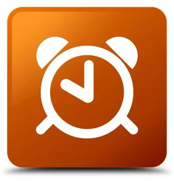 Alarm clock icon brown square button Stock Illustration