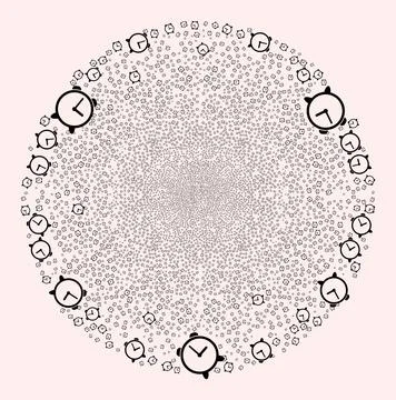 Alarm Clock Icon Collage Explosion Round Globula Stock Illustration