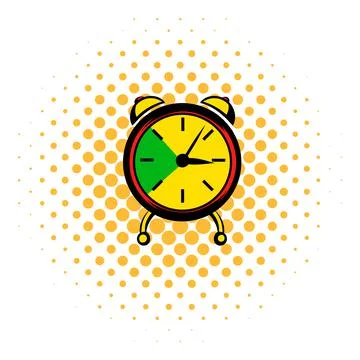 Alarm clock icon, comics style Stock Illustration