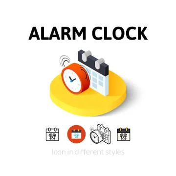 Alarm clock icon in different style 스톡 일러스트